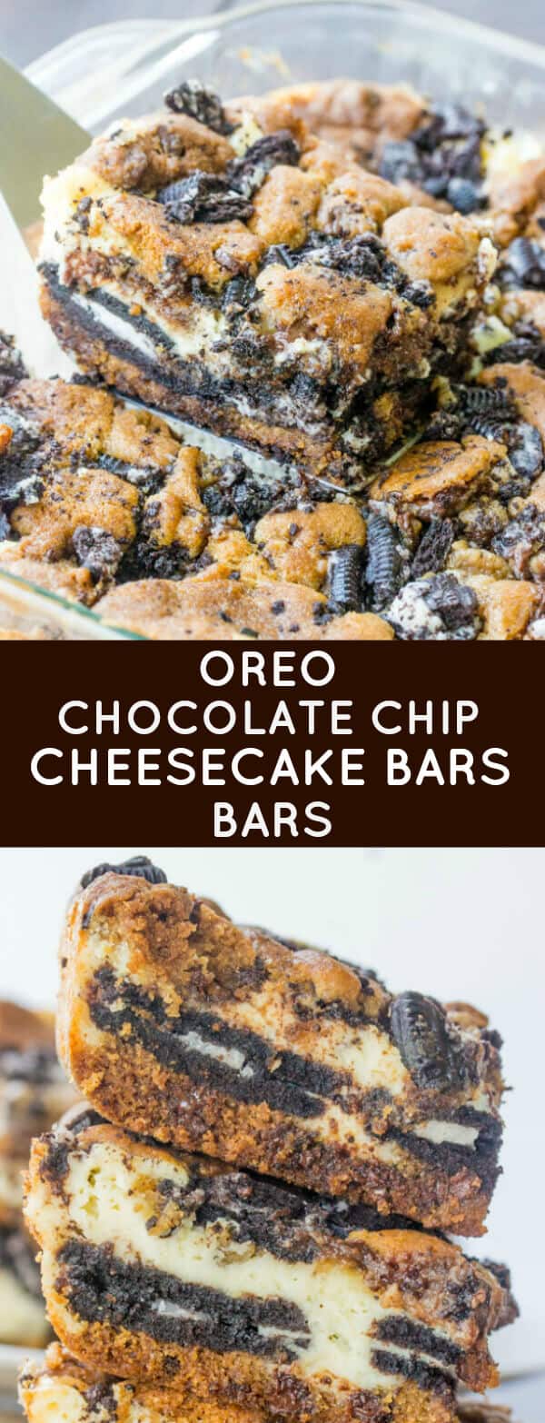 Oreo Chocolate Chip Cheesecake Bars {A Fun Easy Bar Recipe}