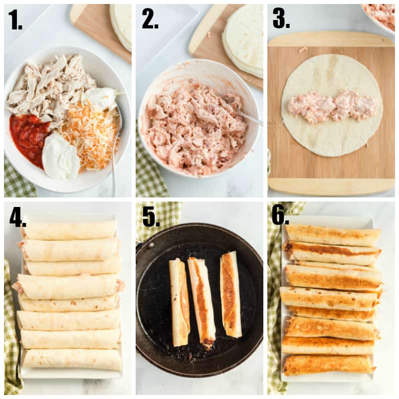 Step by step photos on how to make chicken taquitos