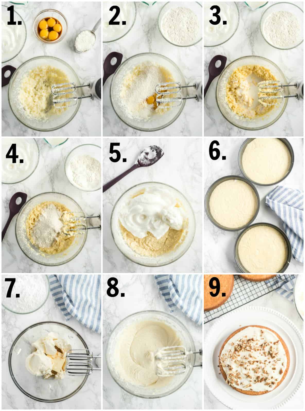 Step by step photos on how to make Italian Cream Cake
