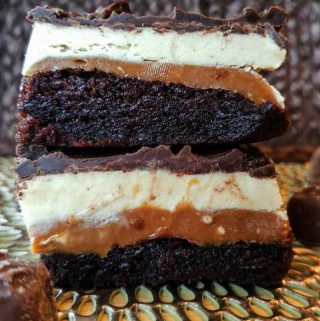 Two brownies stacked on top of one another