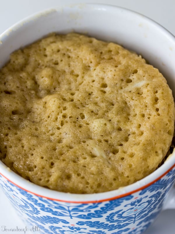 Mug cake just out of microwave untopped