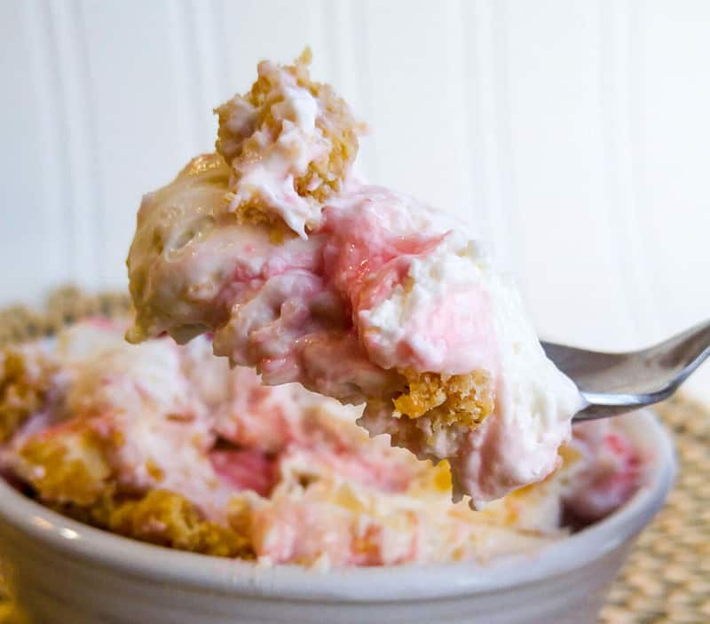 Spoonful of No Bake Cherry Cheesecake Fluff