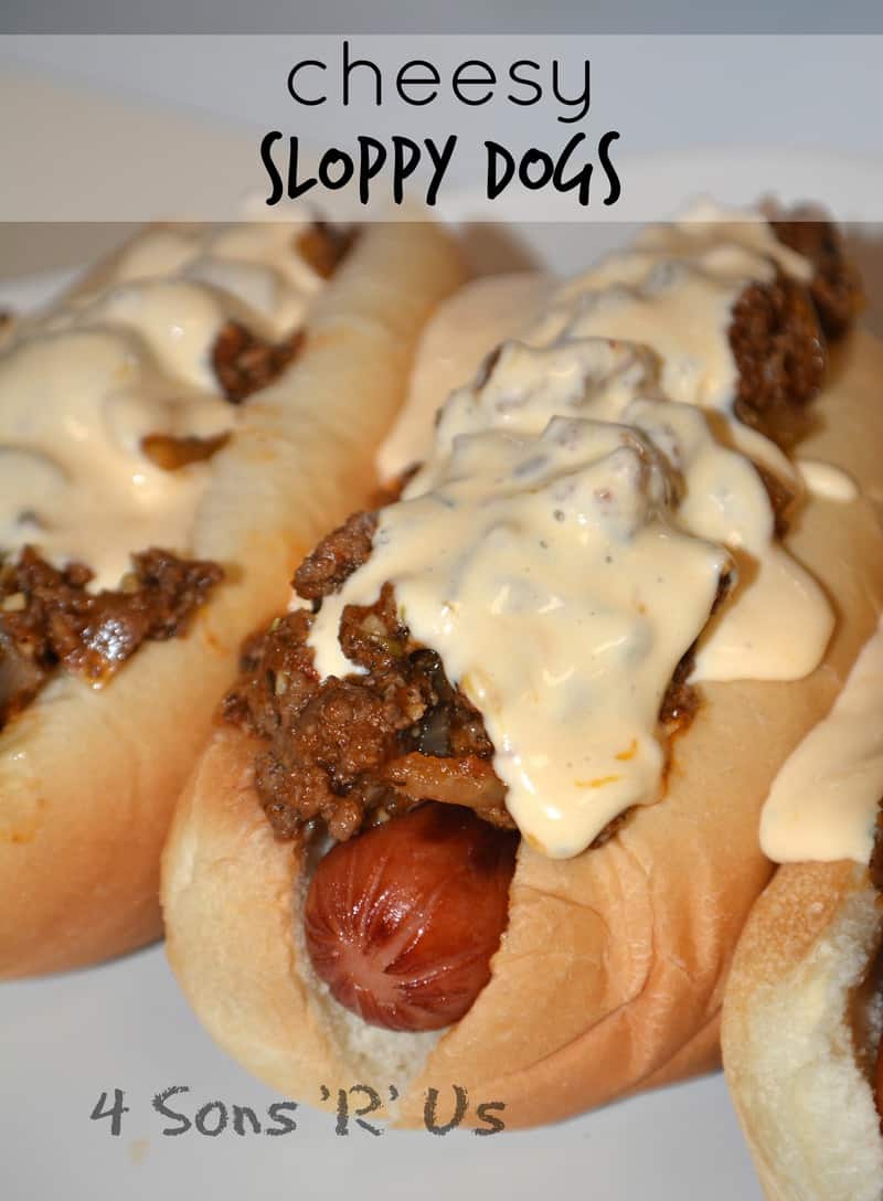 Featured image of Cheesy Sloppy Dogs with meat sauce and cheese sauce