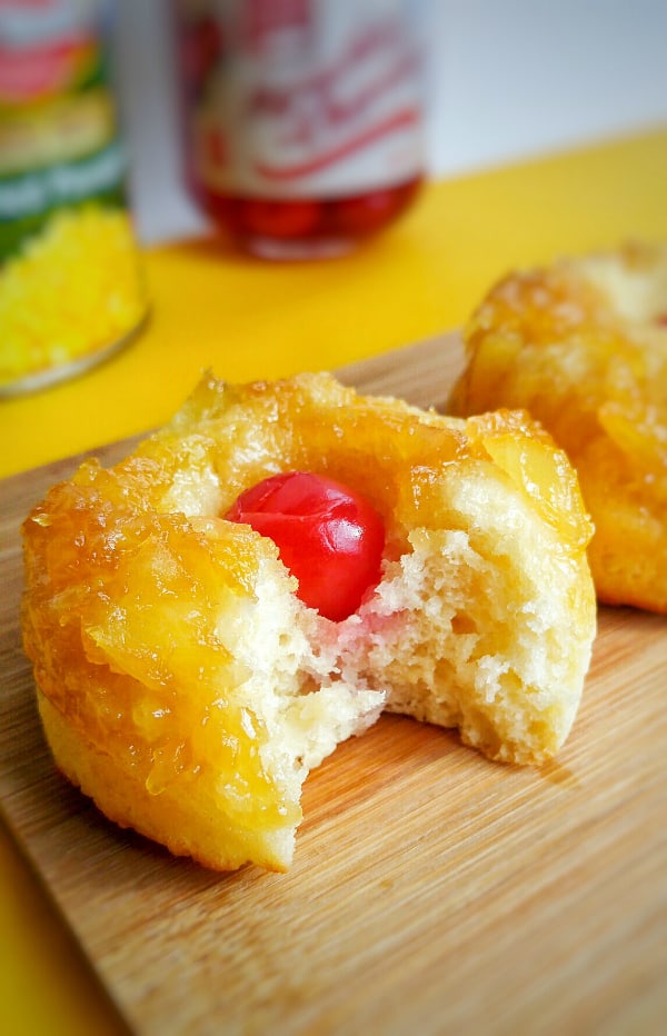 Pineapple Upside Down Donut with bite taken out