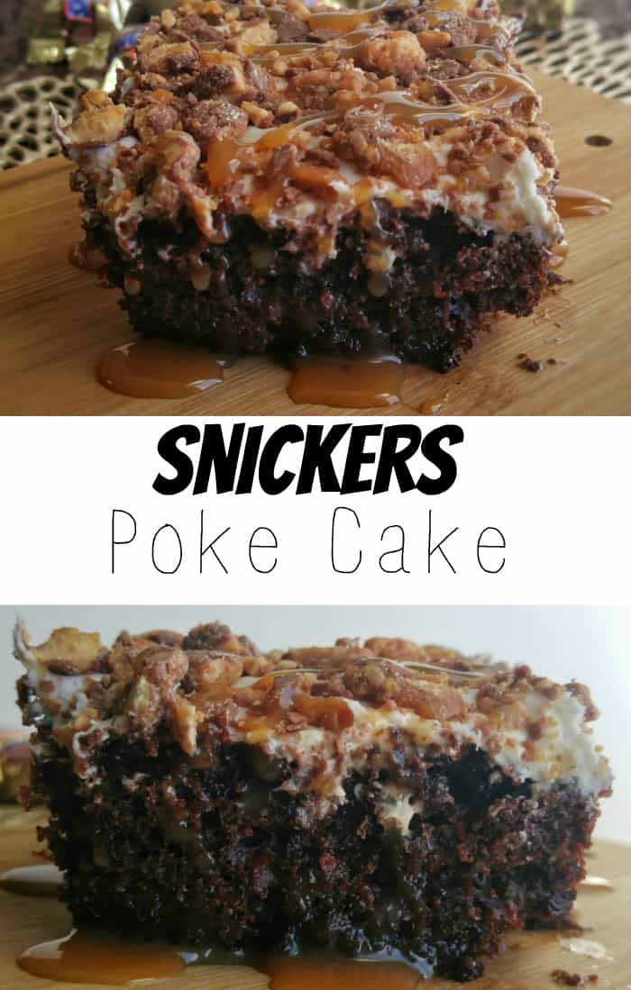 Snickers Cake Pinterest image collage