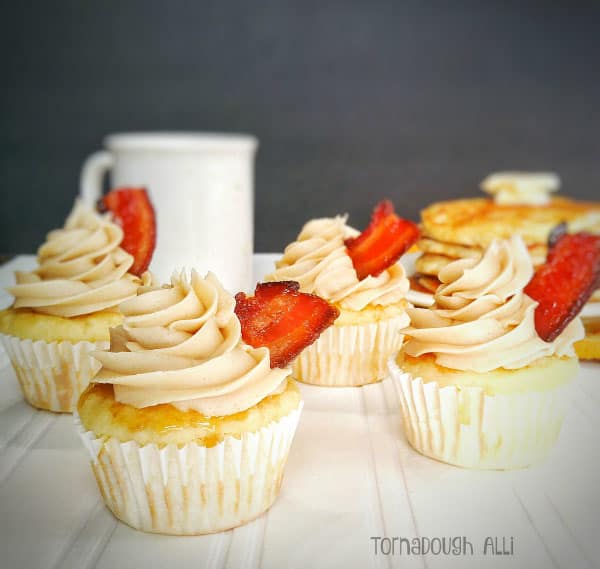 Pancake Cupcakes with Maple Buttercream and Candied Bacon