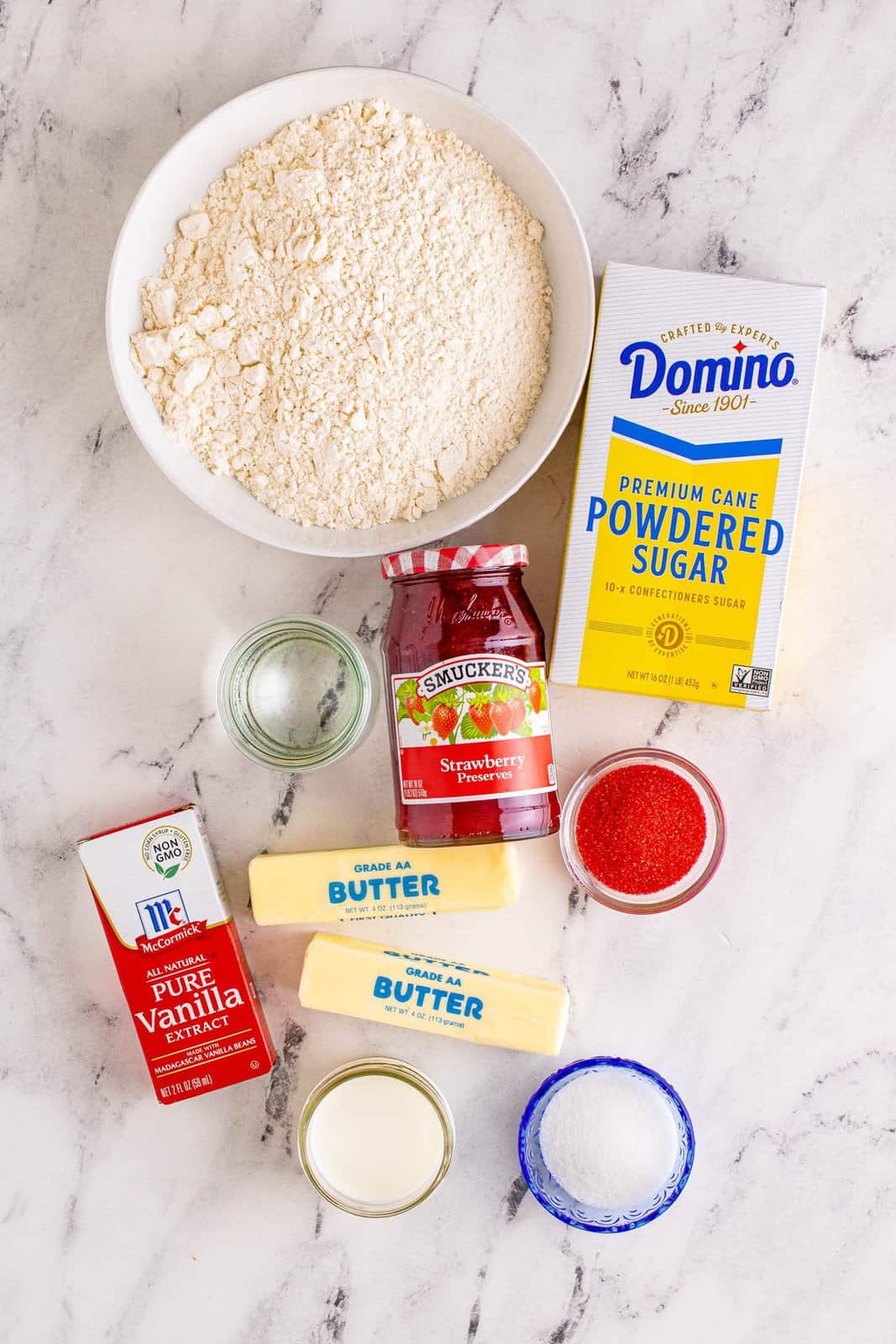 Ingredients needed to make Homemade Strawberry Pop-Tarts.