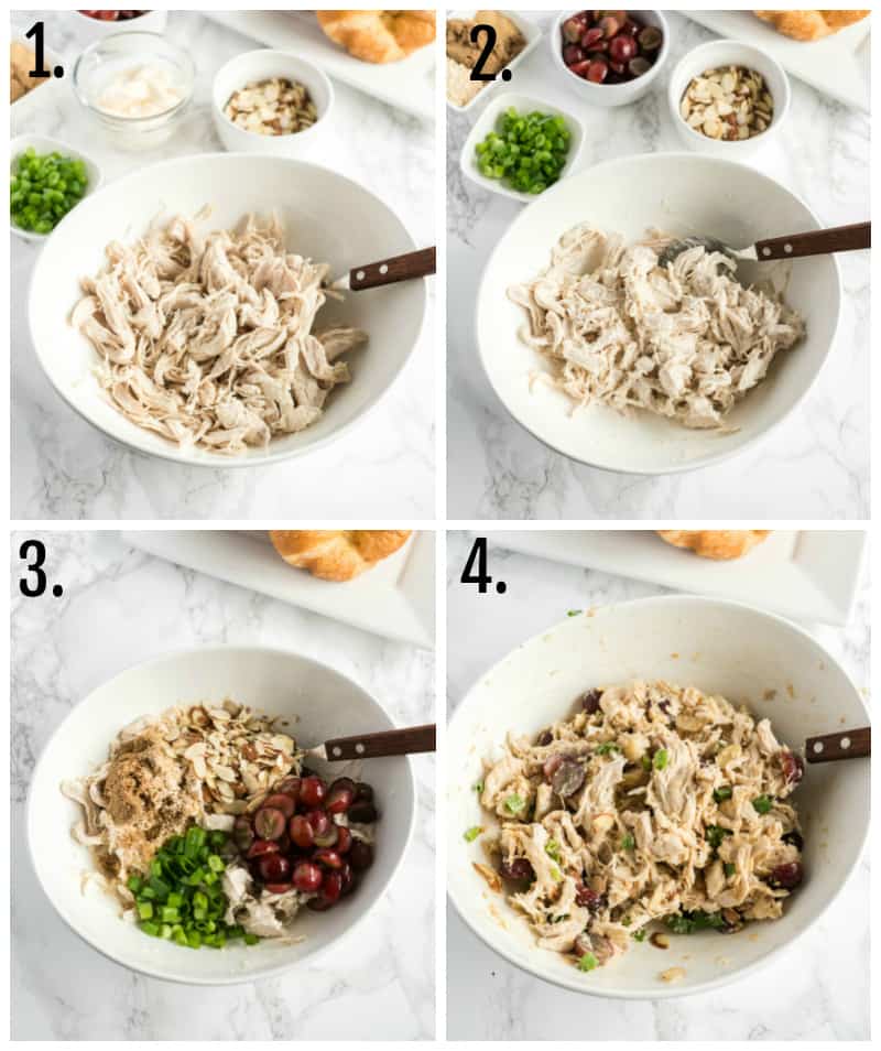 Step by step photos on how to make chicken salad