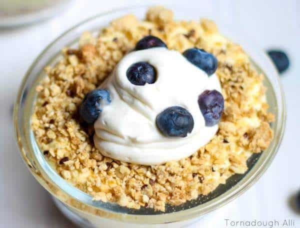 Overhead of Lemon Curd Blueberry Parfaits