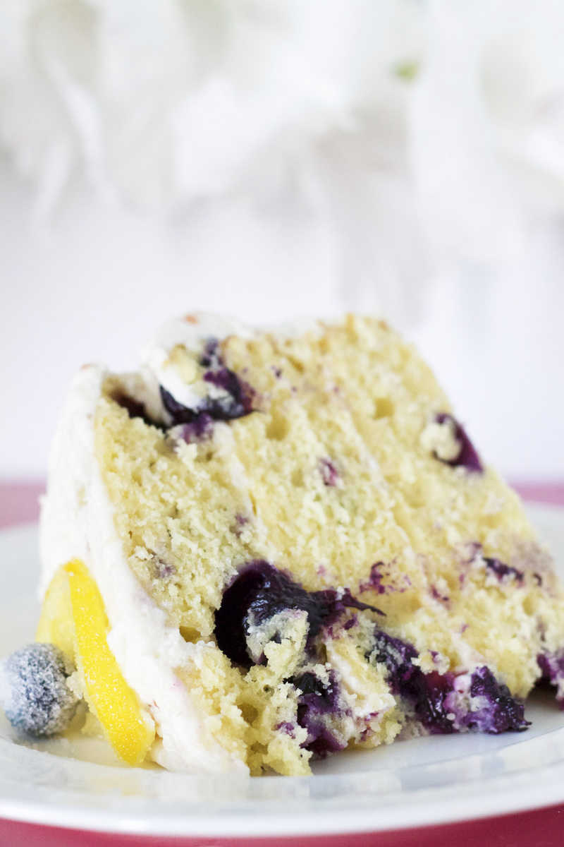 Lemon Blueberry Cake with Strawberry Whipped Cream Frosting