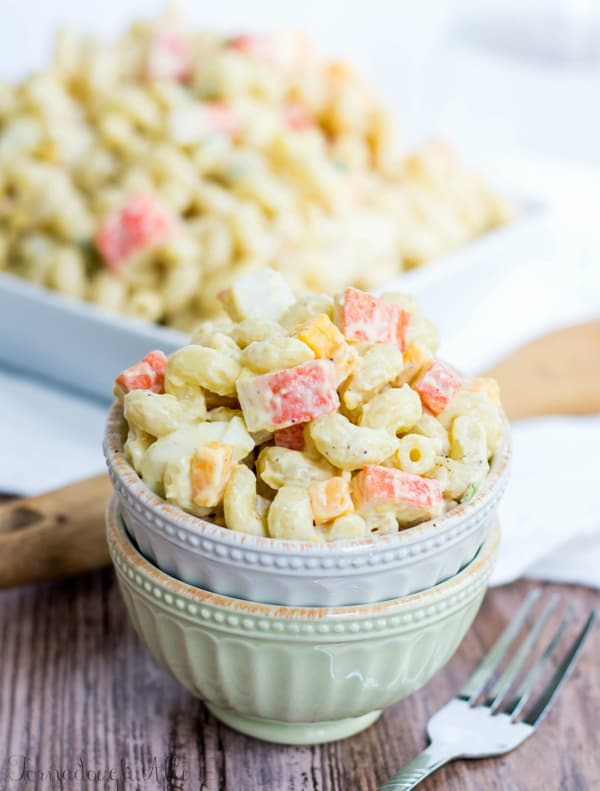 Mock Crab Leg Salad in stacked bowls