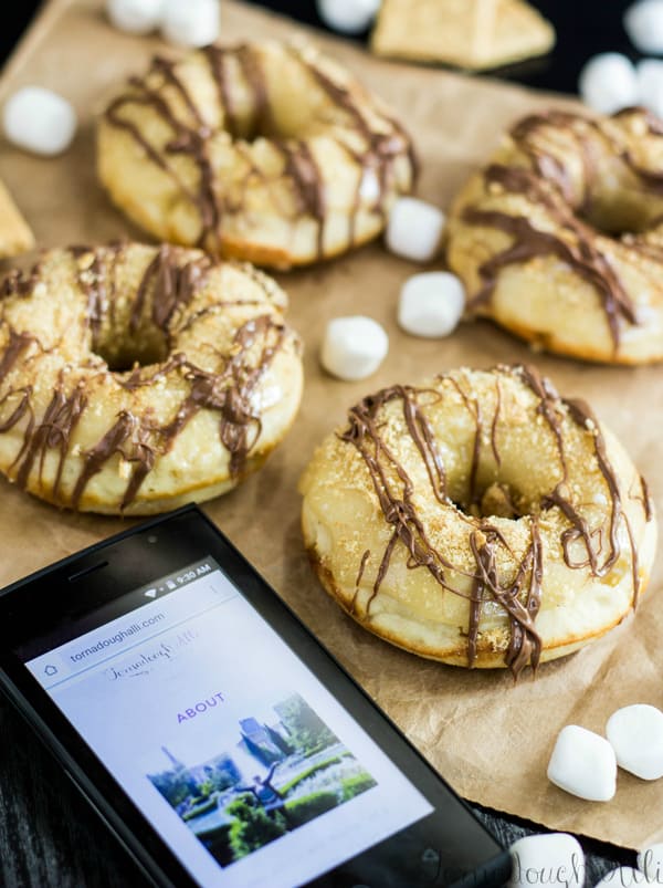 S'mores Donuts with cell phone next to them