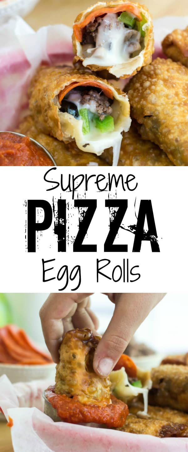 Supreme Pizza Egg Rolls Collage