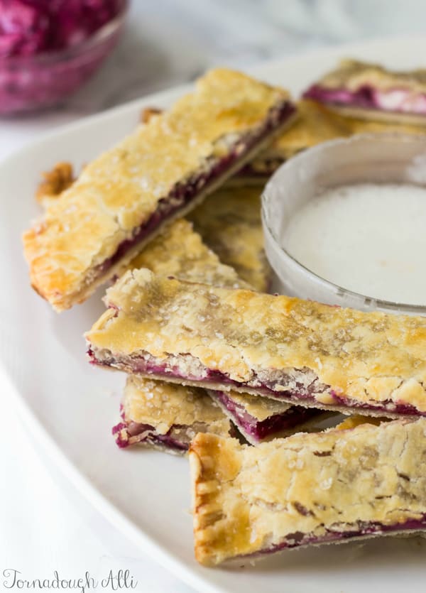 Close up of Pie Dippers on white tray