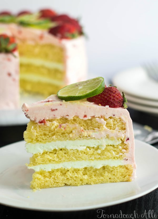 Slice of cake on white plate