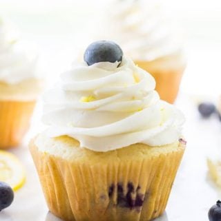 Cheesecake Stuffed Lemon Blueberry Cupcakes