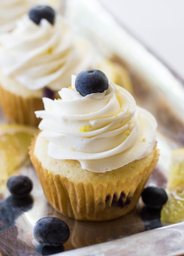 Close up of Cheesecake Cupcake on metal serving platter