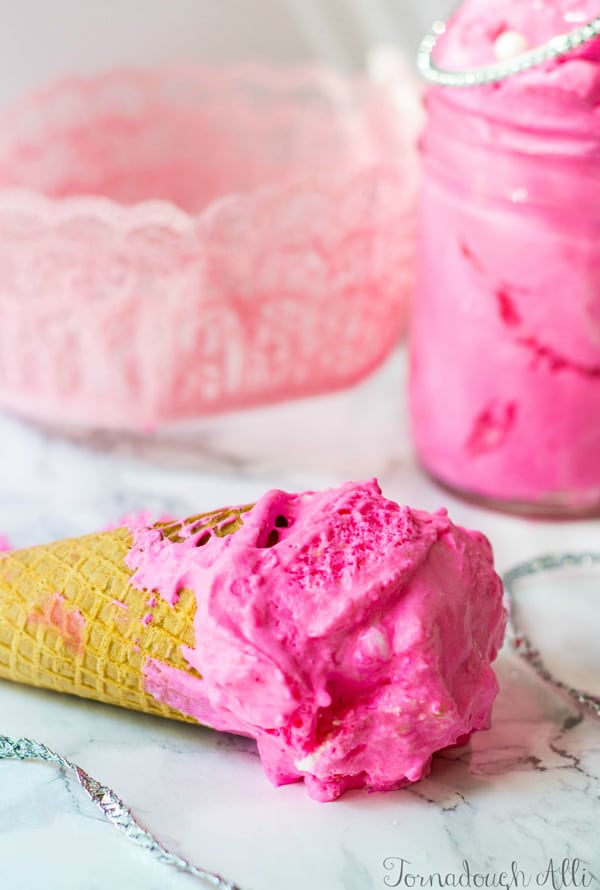 Princess Pinky Ice Cream in waffle cone