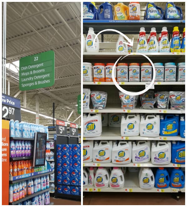 Inside Walmart detergent aisle