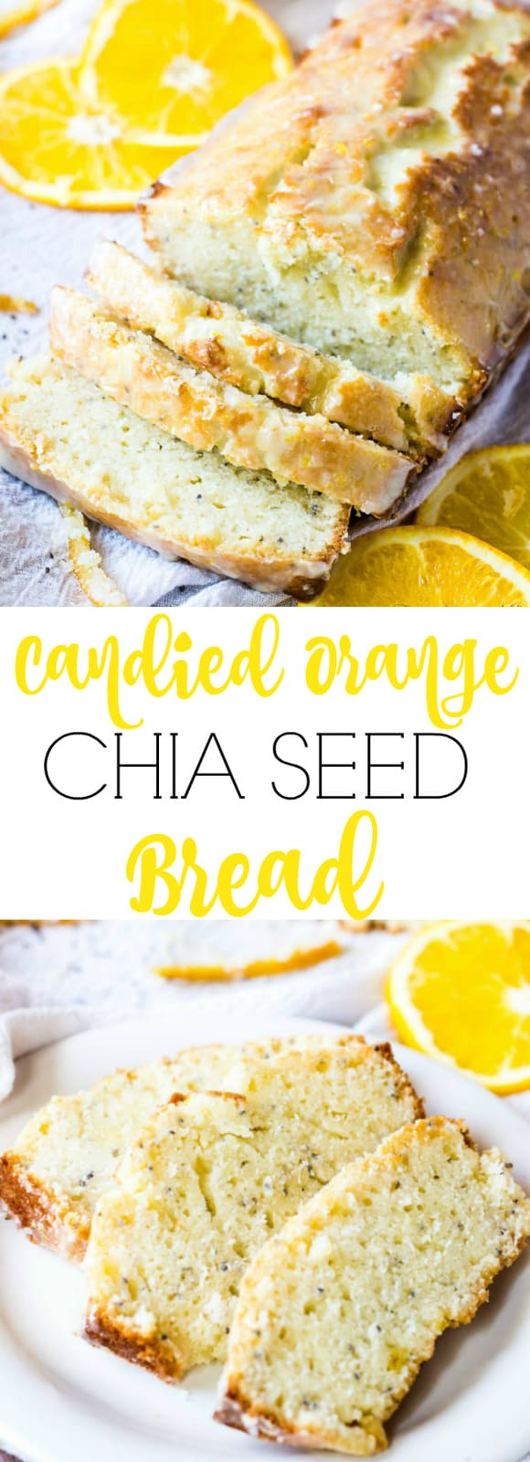 Candied Orange Chia Seed Bread pinterest collage with words in middle