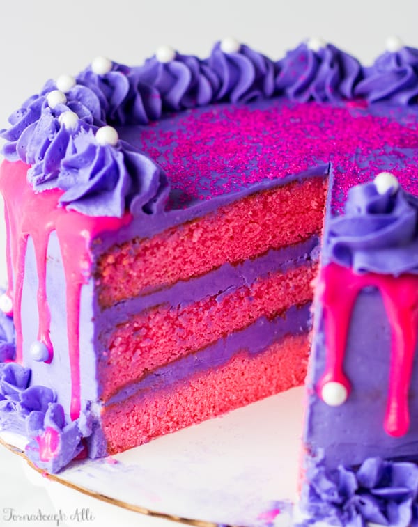 pink and purple birthday cakes