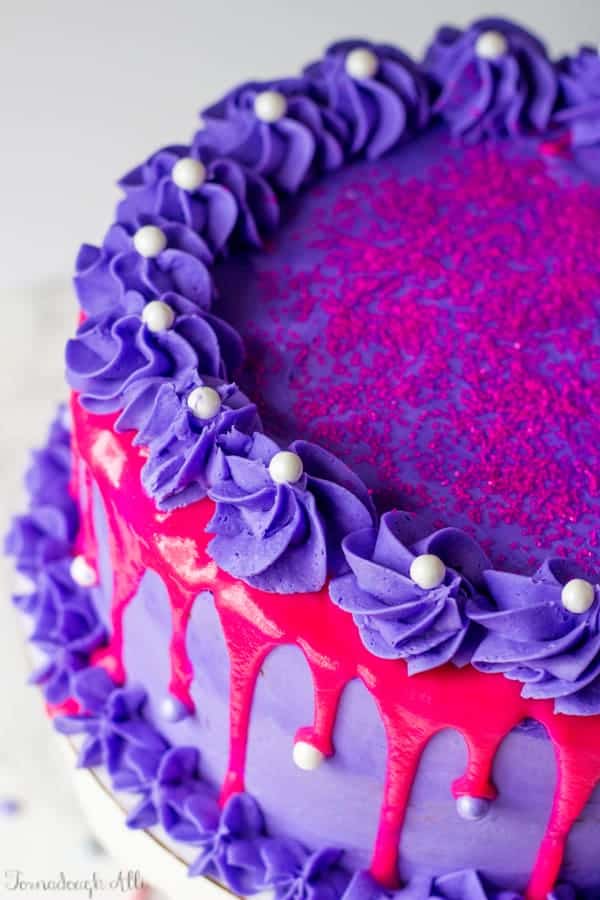 Pink Velvet Cake with Purple Vanilla Buttercream - Tornadough Alli