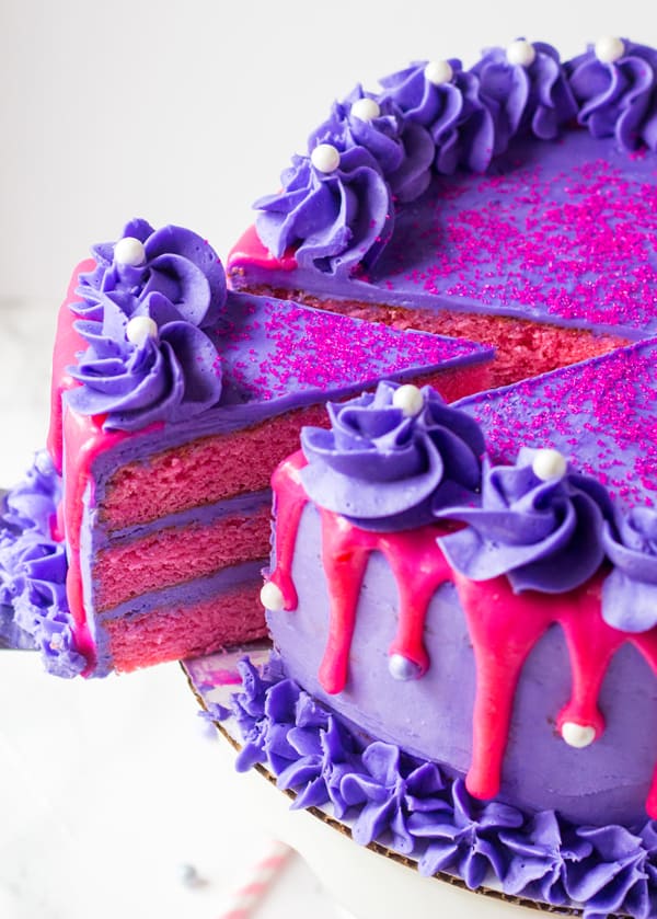 purple happy birthday cake