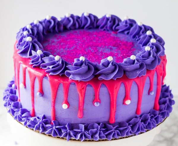 pink and purple birthday cakes