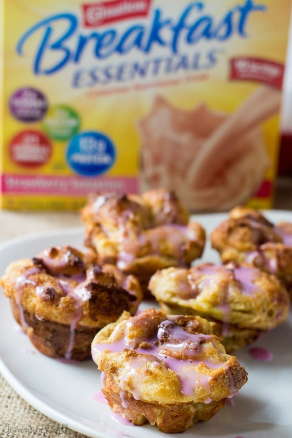 Strawberry French Toast Muffins on white plate