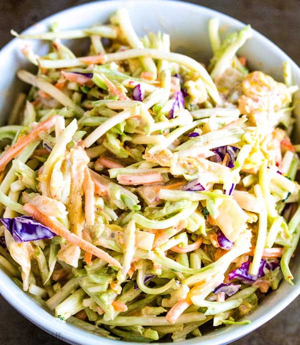 Overhead of Kimchi Slaw in bowl