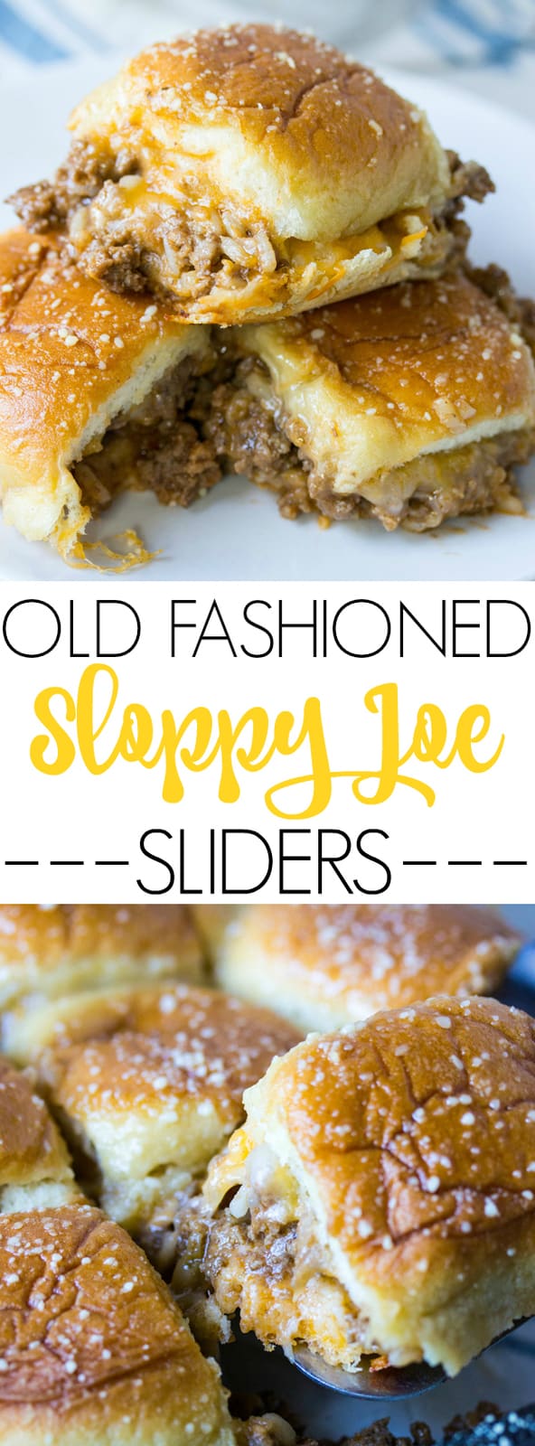 Old Fashioned Sloppy Joe Sliders collage with words in middle