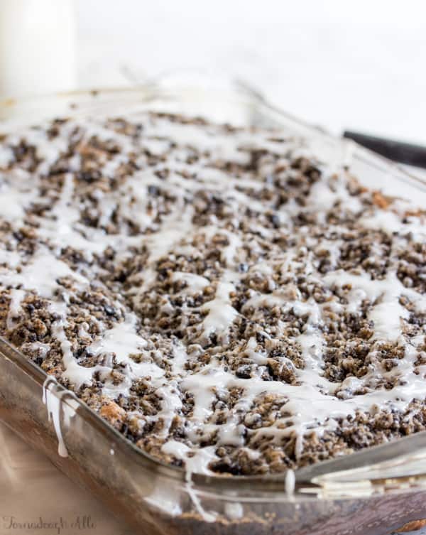 Cookies and Cream Coffee Cake in baking dish