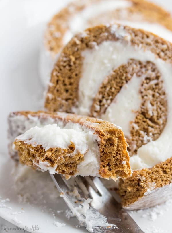Gingerbread Roll with fork taking a piece out