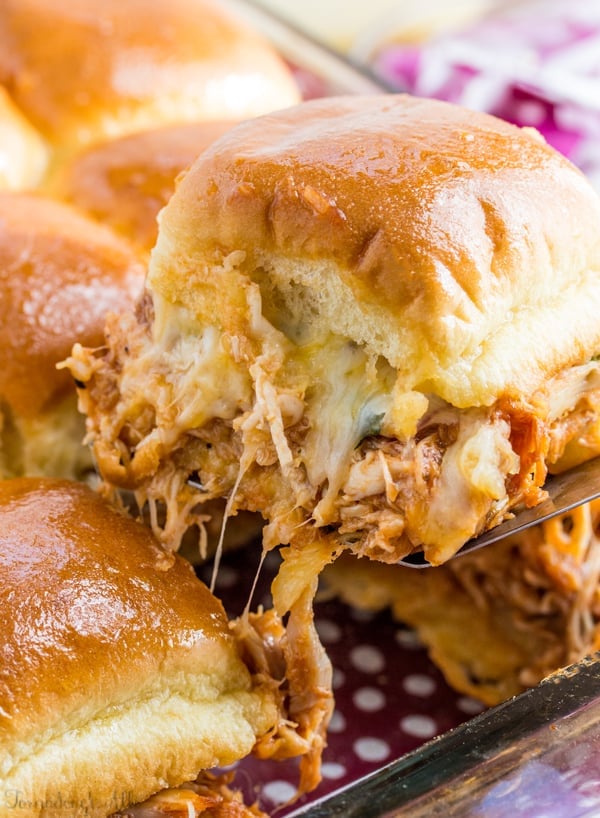 Close up of one Hawaiian BBQ Chicken Slider