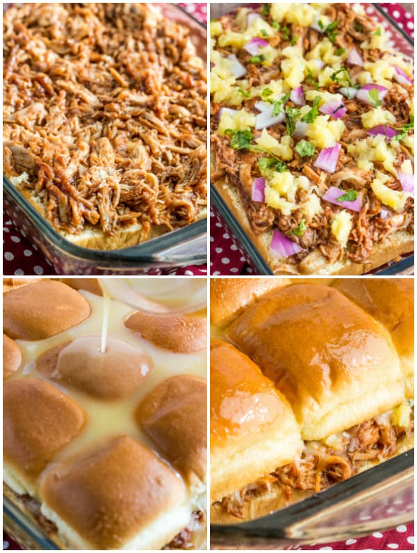 Step by step photos on how to make Hawaiian BBQ Chicken Sliders