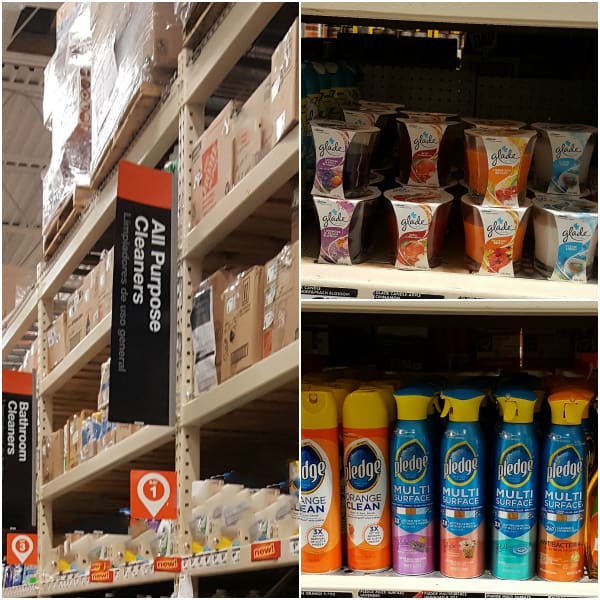 Home Depot cleaning aisle collage
