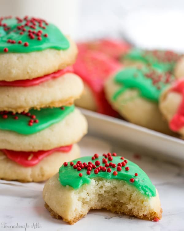 Stacked Melting Moments with one cookie with bite taken out