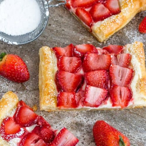 Easy Strawberry Puff Pastry Stacks with Cream - Cooking Gorgeous