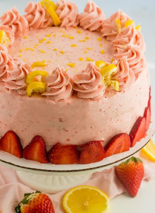 Lemon Poppyseed Cake with Strawberry Buttercream