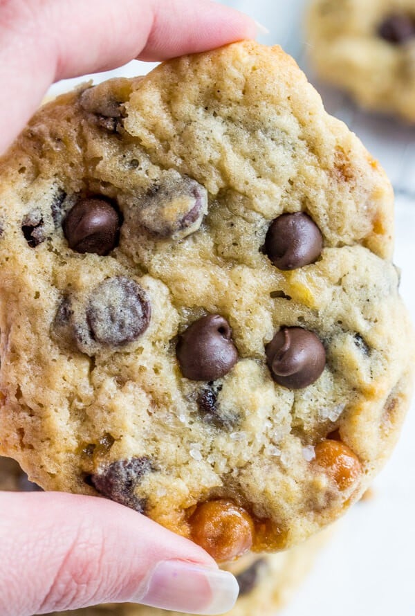 Salted Caramel Banana Chocolate Chip Cookies