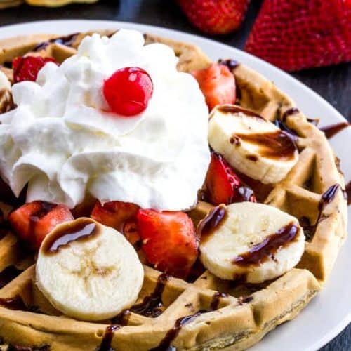 Banana Split Waffles {A Twist on an Epic Dessert}