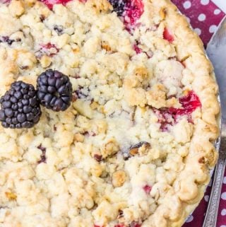 Blackberry Rhubarb Crumble Pie