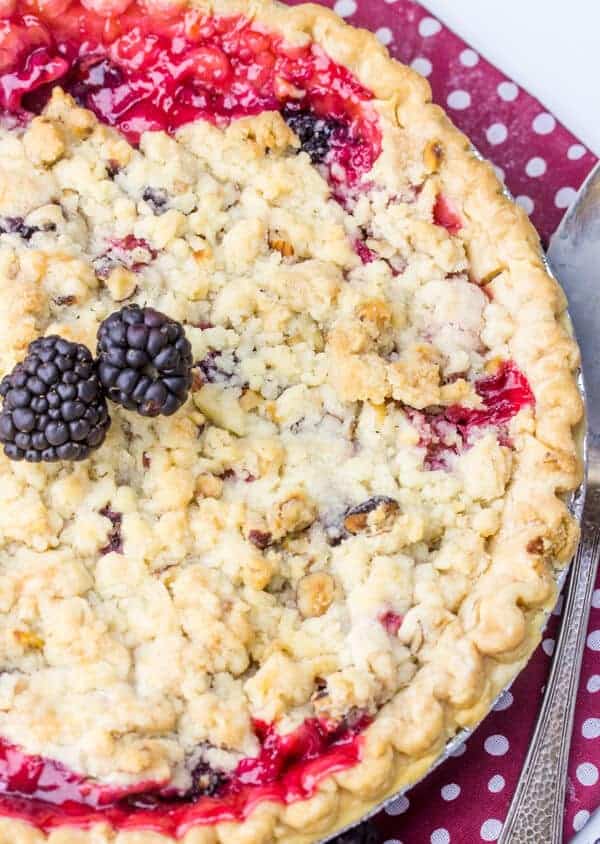 Blackberry Rhubarb Crumble Pie