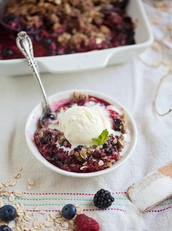 Use up those delicate fresh berries (or frozen ones) in the ultimate summer mixed berry crisp. All comfort. All of the time. 