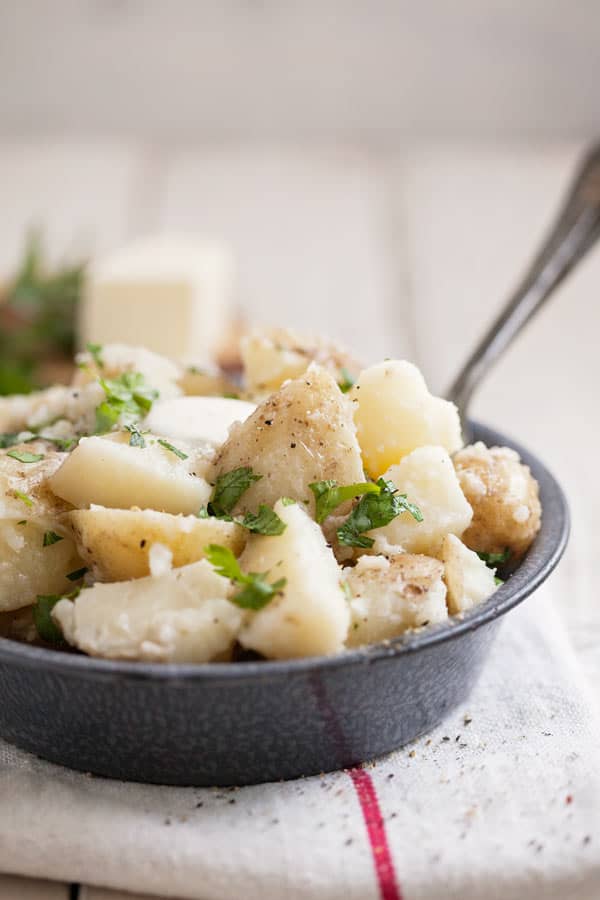 A simple side made with seasonal ingredients, butter parsley new potatoes put the freshness of summer to good use. 