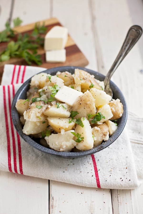 A simple side made with seasonal ingredients, butter parsley new potatoes put the freshness of summer to good use. 