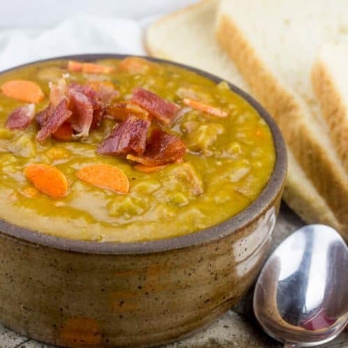 Slow Cooker Ham and Bacon Split Pea Soup {A Delicious Comforting Soup}