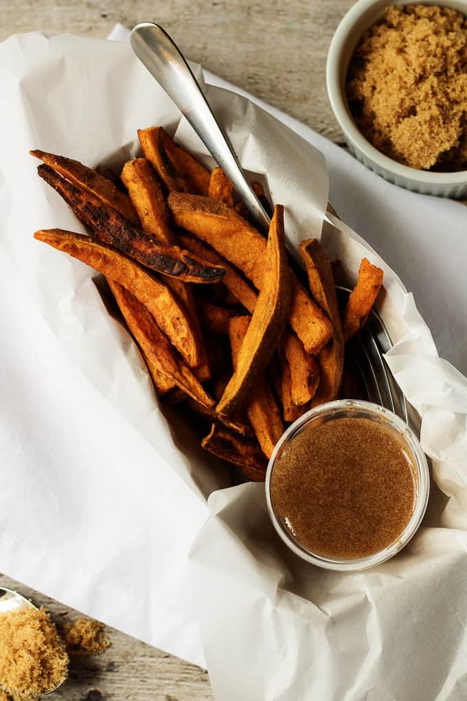 Sweet Potato Fries With Cinnamon Sugar Dipping Sauce A Tasty Side With A Sweet Kick