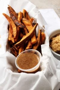 Sweet Potato Fries With Cinnamon Sugar Dipping Sauce A Tasty Side With A Sweet Kick