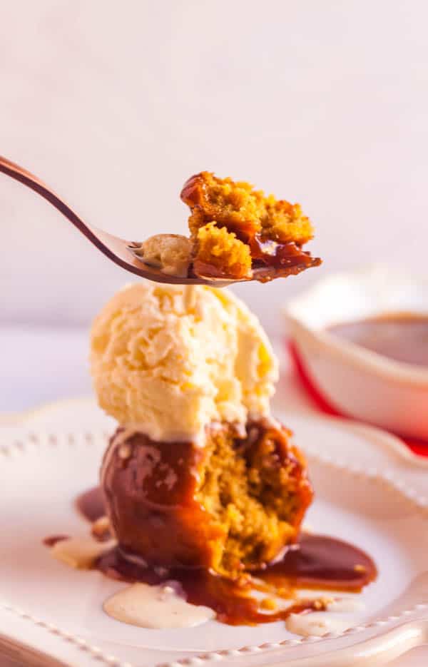 Sticky Pumpkin Caramel Puddings are a fall-inspired play on the classic British dessert, Sticky Toffee Pudding. What makes this dessert stand out, especially, is the brown butter ice cream!